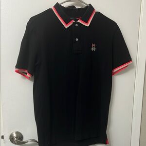 Psycho Bunny Black Polo with Red and Pink Trim